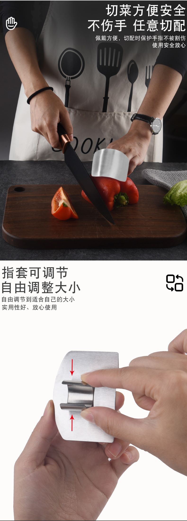 Manufacturer wholesale kitchen small tools, vegetable slicers, hand guards, finger guards, multi-functional stainless steel anti-cutting tools pic 2