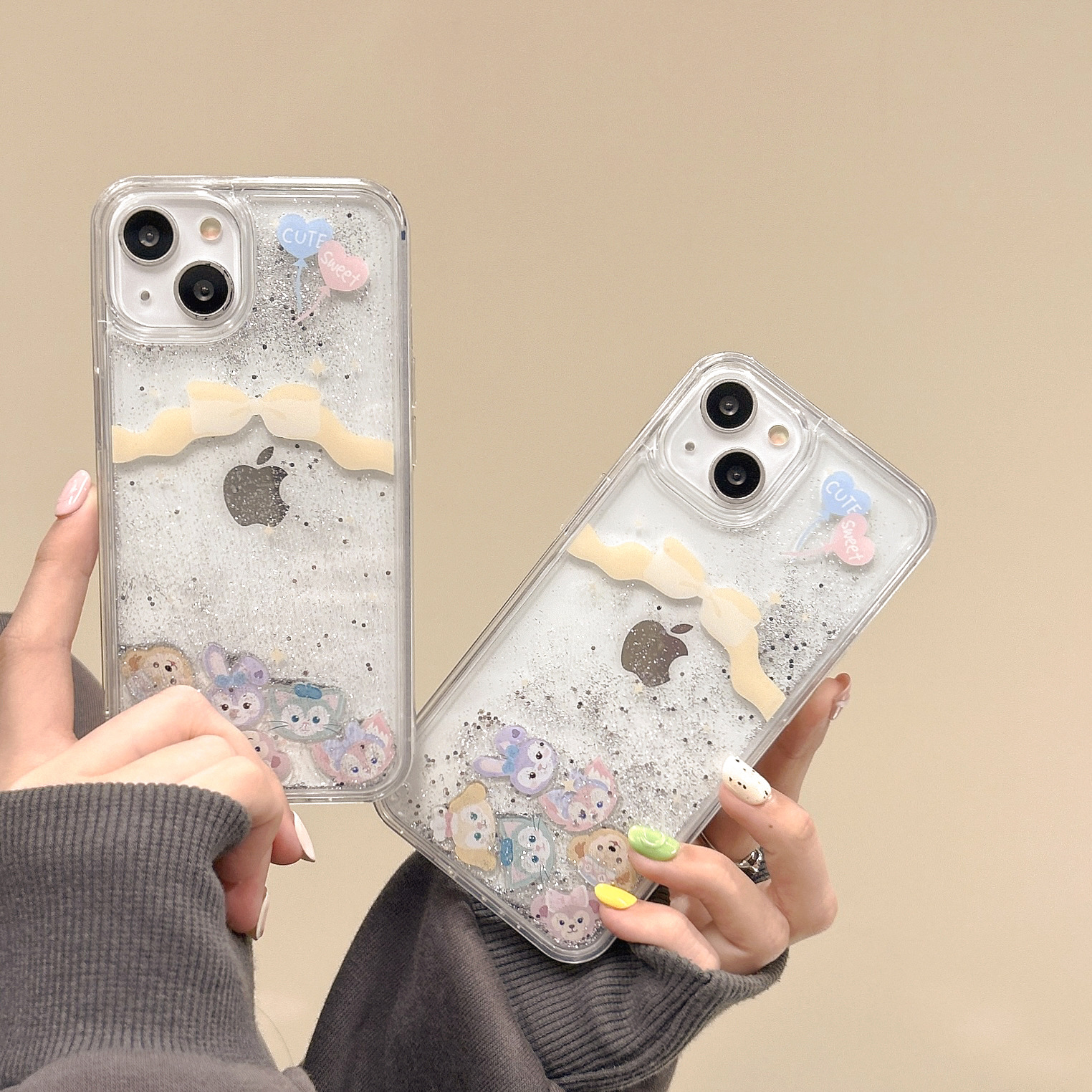 The popular cartoon is cute and fun, suitable for iPhone14pro max and iPhone 15. The phone case is 13/12 transparent with flowing sand pic 48