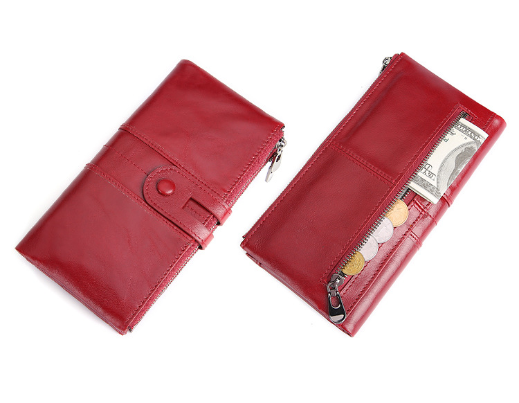 复古真皮女士钱包 韩版时尚手机包头层牛皮rfid长款钱包 purse详情42
