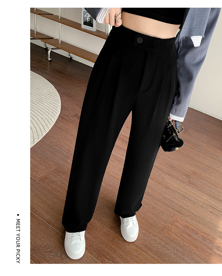 现货厂家批发 西装裤女2024新款高腰垂感阔腿裤宽松显瘦窄版 长裤详情19
