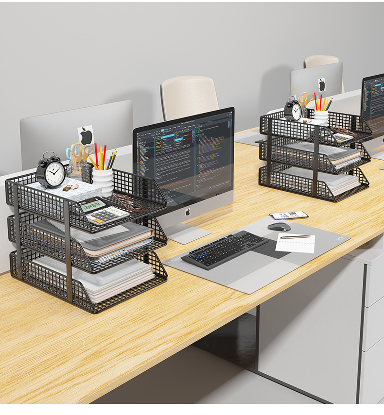 文件收纳架文件架桌面办公桌置物架收纳盒资料架多层工位办公室详情19