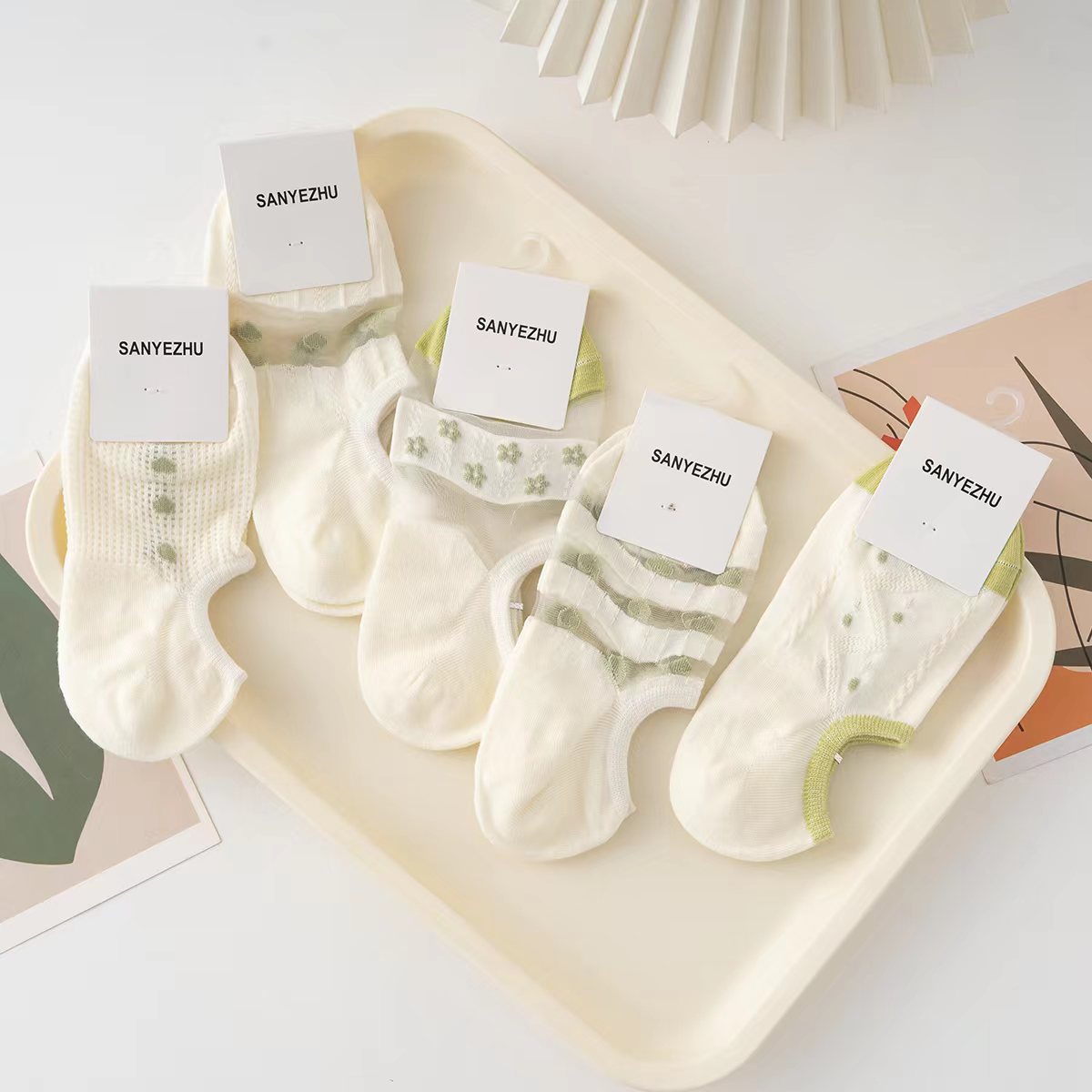 袜子女夏季超薄款花边冰丝袜女可爱日系船袜白色韩版玻璃丝短袜详情5