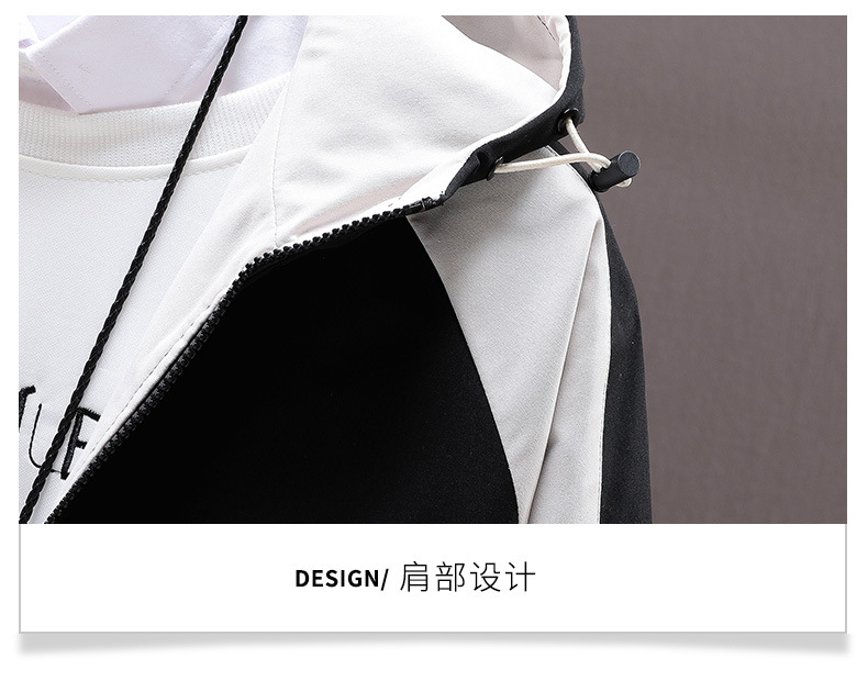 The new autumn collection of casual and versatile jackets for young people, featuring a fashionable and trendy color-blocked hooded graffiti coat for men pic 16