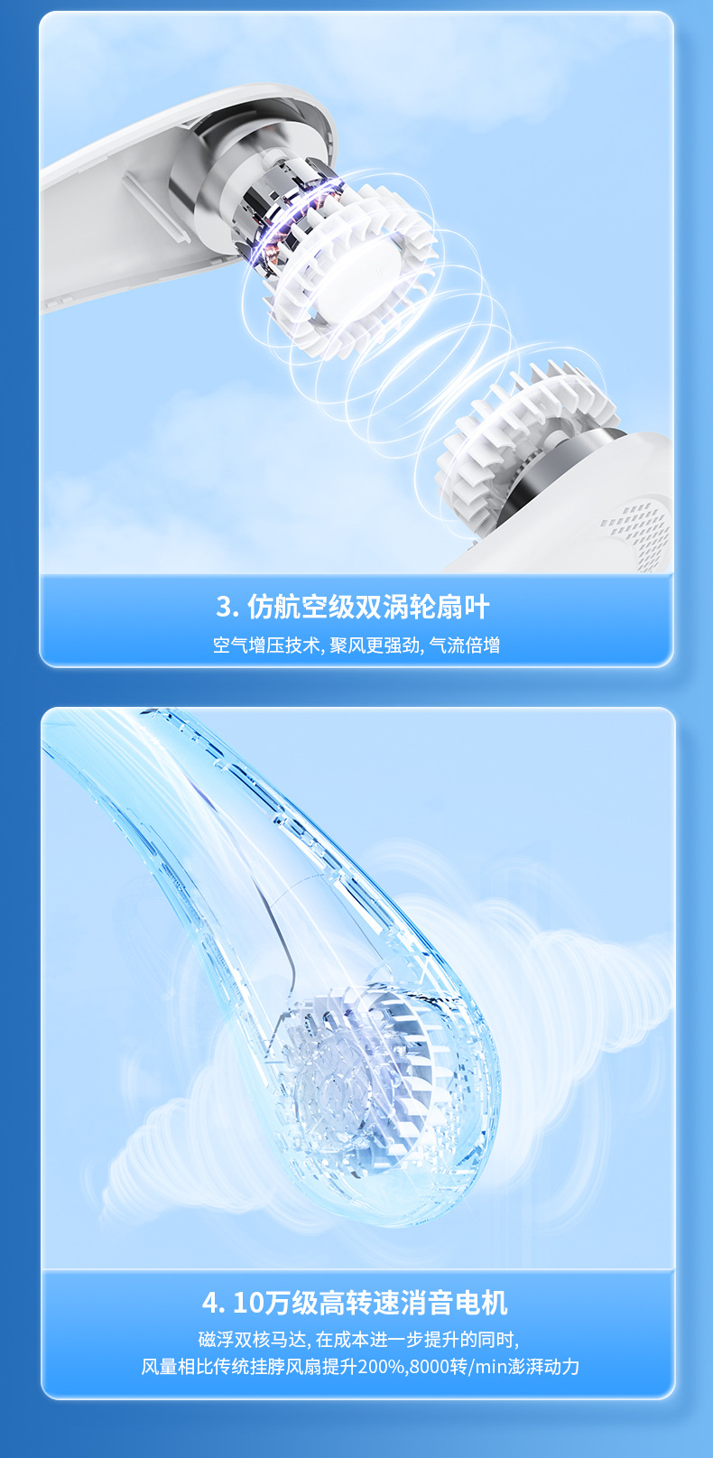 usb充电挂脖小风扇迷你手持便携家用宿舍大风力台式小型静音风扇详情17