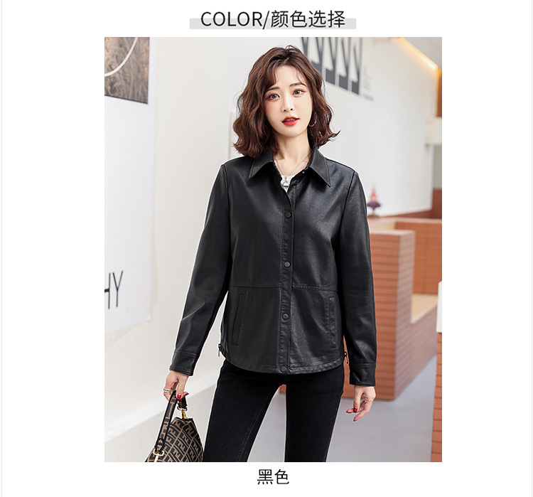 黑色皮衣外套女2022春秋短款小个子宽松显瘦韩版机车服PU皮上衣详情9