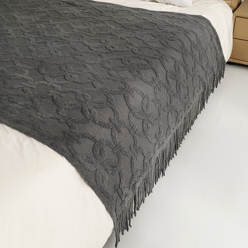 Sofa blanket, cover blanket, knitted blanket, office nap blanket, jacquard loop small blanket, American-style lap blanket, thread blanket pic 9