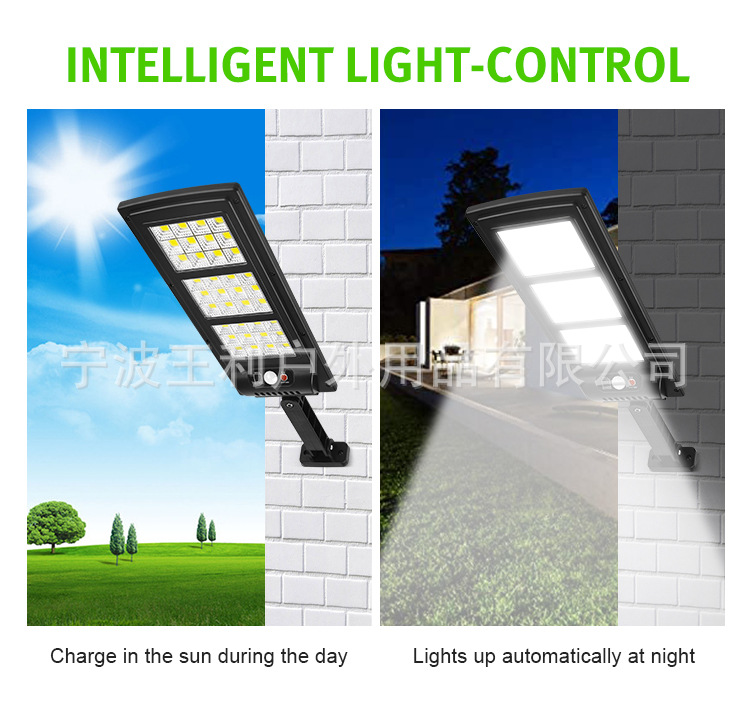跨境新款户外LED太阳能壁灯人体感应庭院灯 家用墙壁照明遥控路灯详情2
