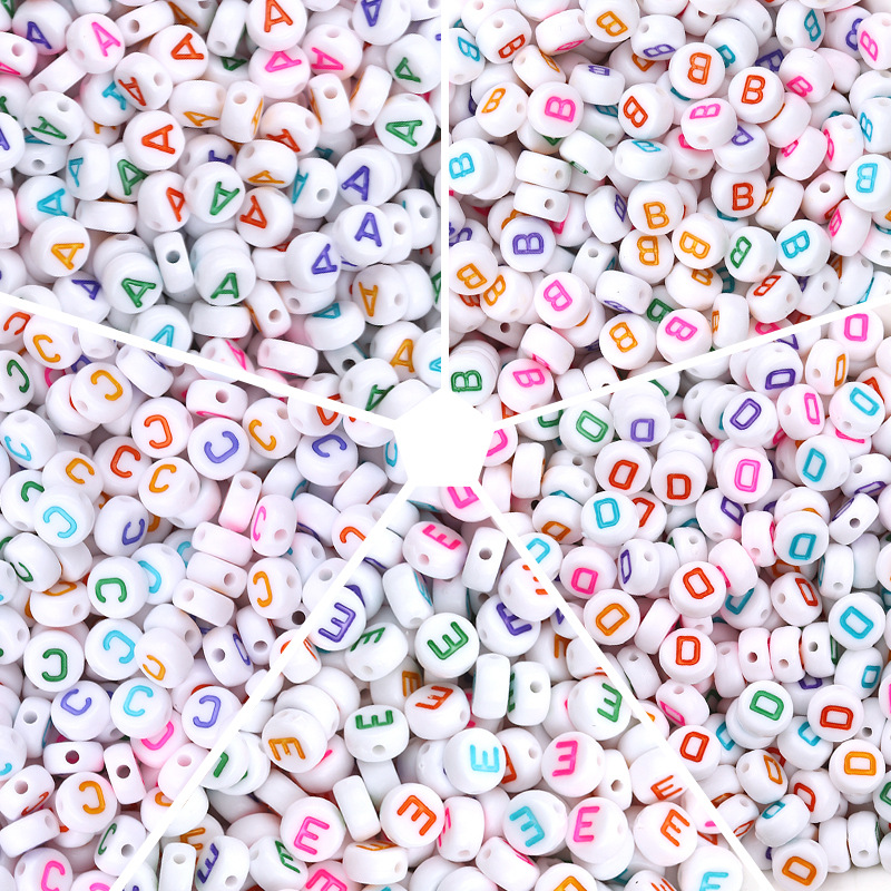 亚克力彩色英文字母珠透明糖果色扁圆字母珠diy手工手链散珠配件详情1