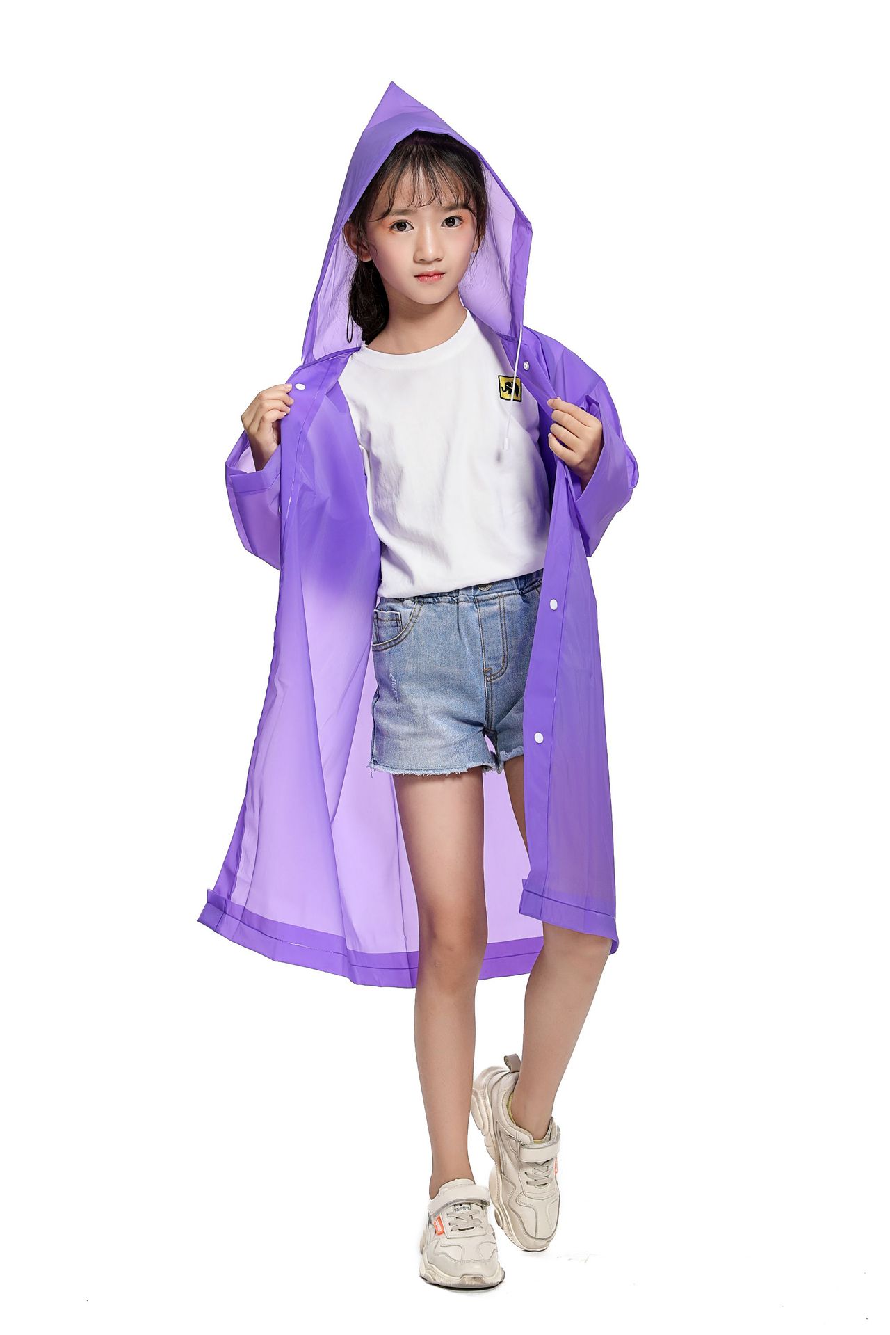 工厂直供儿童雨衣可爱EVA雨衣挡风遮雨户外徒步旅游非一次性雨披详情3