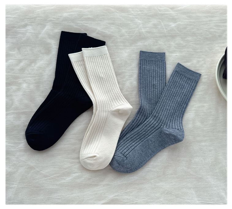 袜子地摊一件代发保暖羊毛袜子女士秋冬新款 加厚休闲诸暨中筒女袜 纯色双针中筒袜一件代发详情12