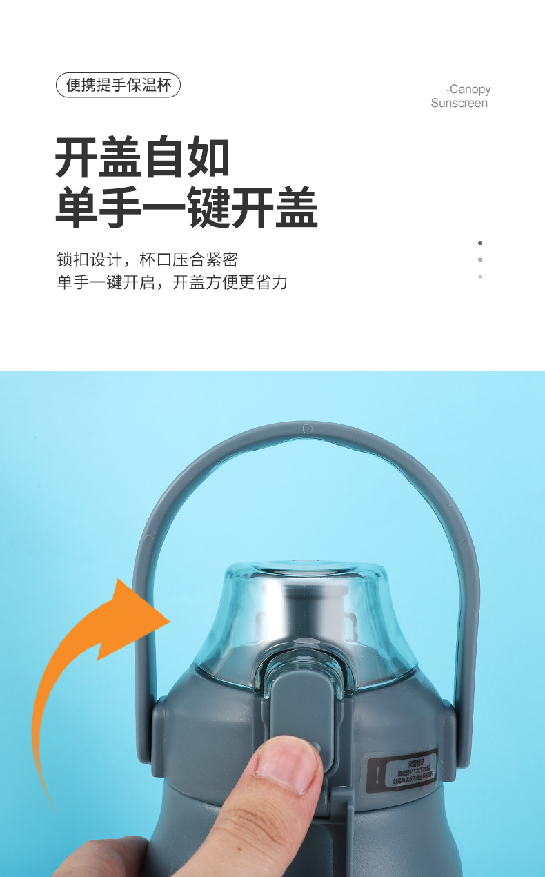 Cross-border direct supply of 316 stainless steel insulated cups, outdoor large-capacity hand-held cups with large bellies, portable straws, sports water bottles pic 10