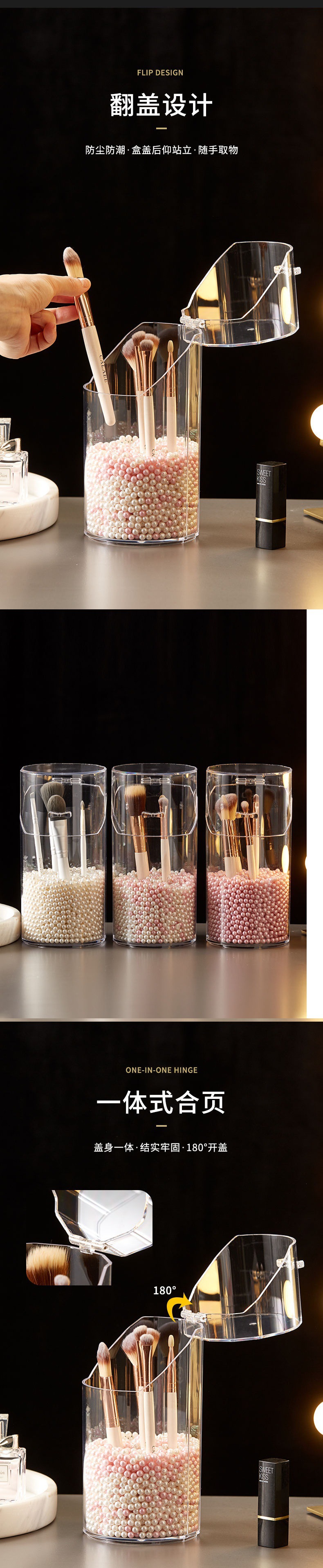 Makeup brush storage bucket, acrylic dust-proof makeup brush storage tube, eyebrow pencil and eyeliner cosmetic storage box pic 2