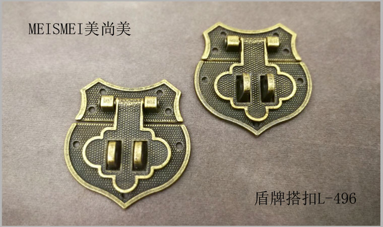 Box lock, jewelry box buckle, old-fashioned furniture, retro lock plate lock, bronze box buckle, Chinese-style antique box shield pic 28