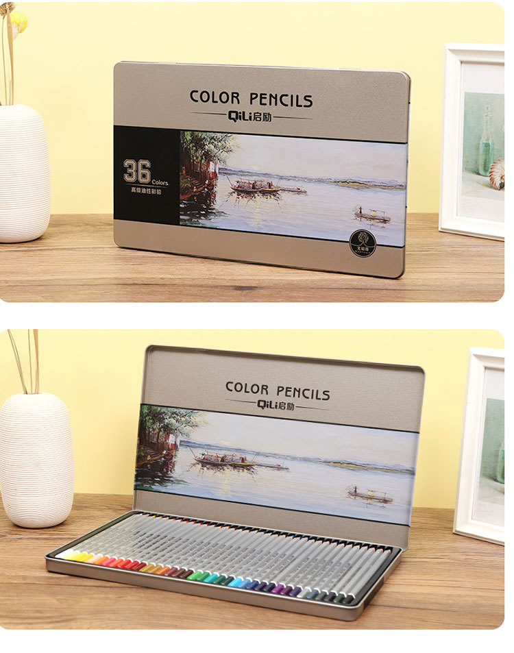 Wholesale of 72-color colored pencils in iron boxes, 36-color and 48-color art oil-based pencils, with built-in numbered coloring supplies pic 14