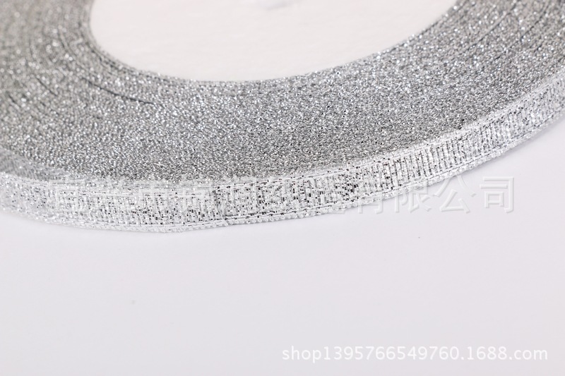 Supply flower gift webbing gift box packaging tape 2 cm (0.6cm) gold and silver onion tape pic 15