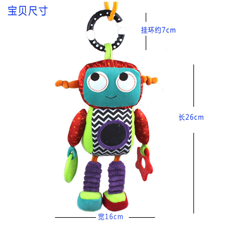 Robot baby stroller, hand-cranked bell, baby comfort, 3-6-12 months early education, educational toy, key pendant pic 11