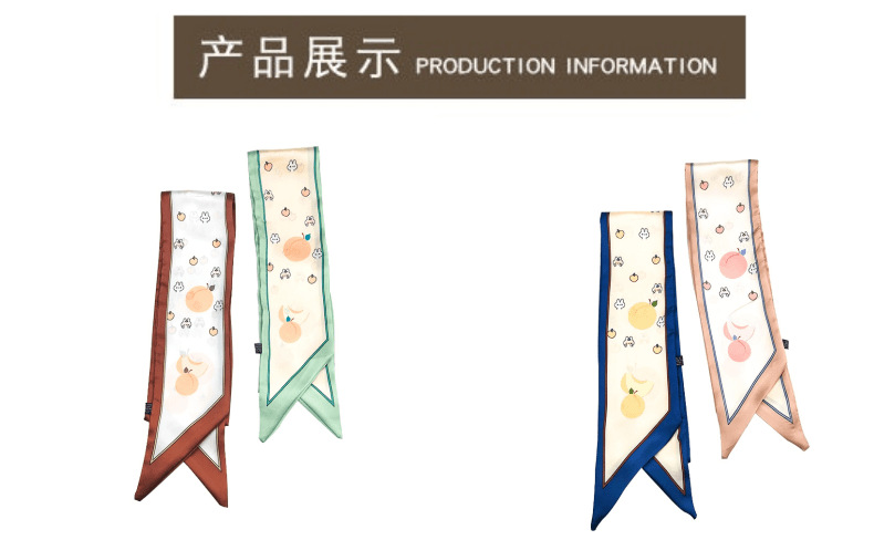 10*150 cartoon silk scarf hair band, versatile for women, spring and autumn with suits, professional neckerchiefs, decorative ribbons, tie bags and hair ties pic 13
