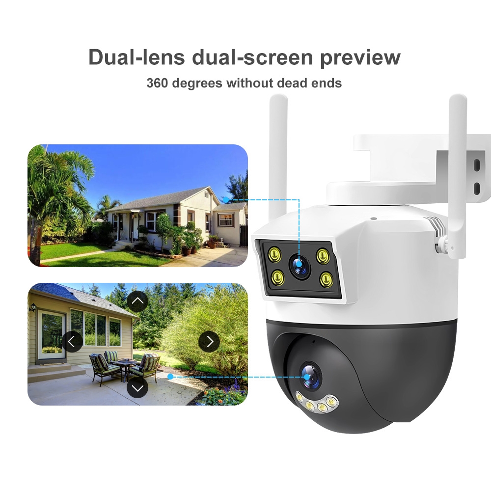 Dual-camera gun head linkage with mobile phone remote home indoor and outdoor high-definition night vision 360-degree waterproof intelligent monitoring pic 3