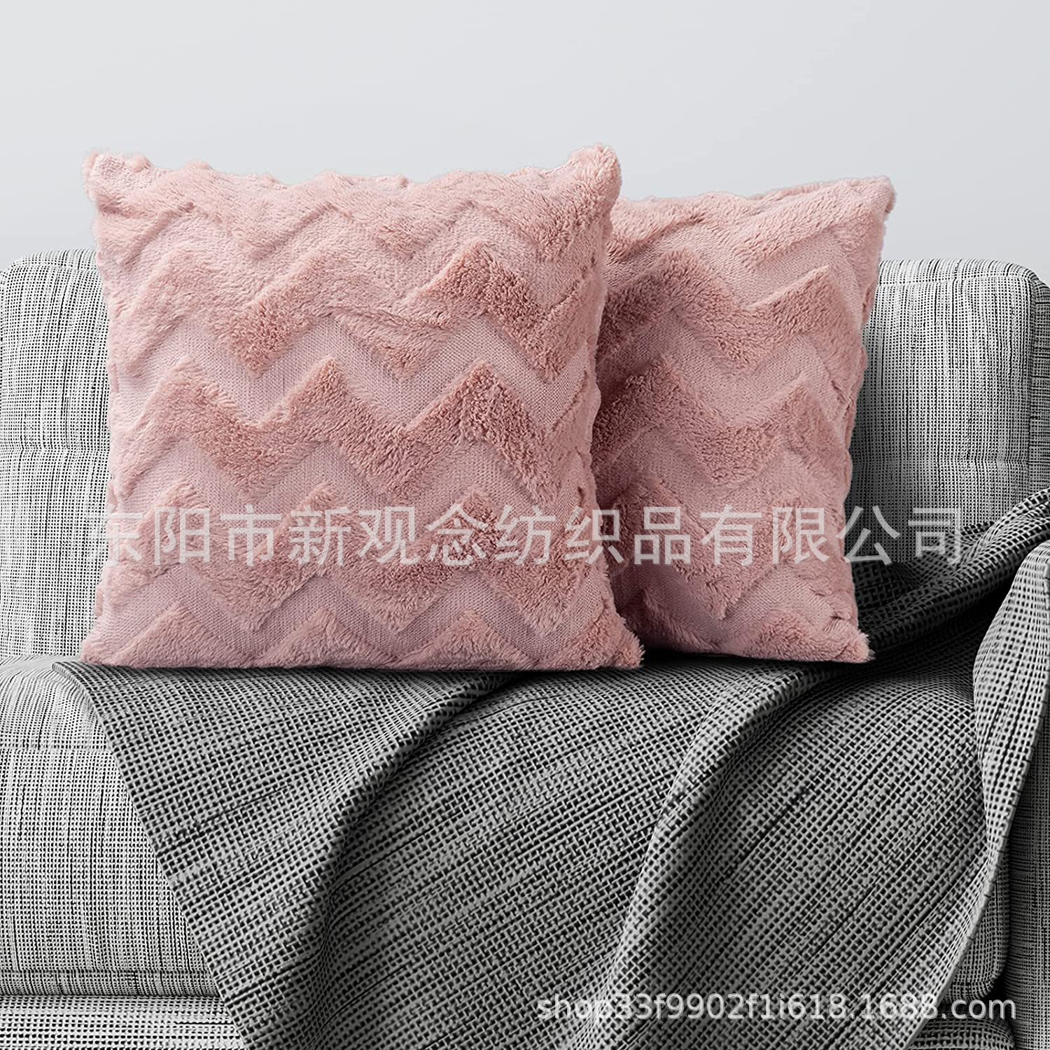 时尚简约波浪靠垫套 双面毛绒抱枕套 床头抱枕沙发靠垫厂家直销详情18