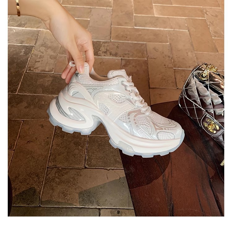 葡萄妈同款2024夏季新款轻便运动鞋透气网面厚底增高老爹鞋女详情28
