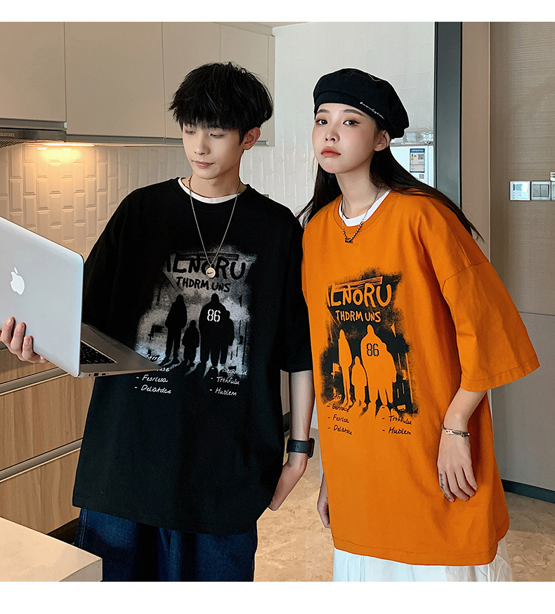 短袖t恤男夏季2025新款潮流半袖男款上衣宽松潮牌情侣五分袖衣服详情7