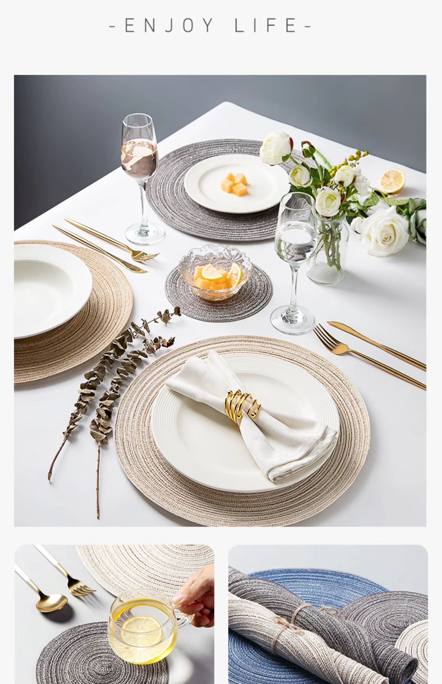 4片北欧ins风餐桌垫隔热垫家用西餐垫防烫茶杯垫圆形菜盘垫碗聂涅详情14