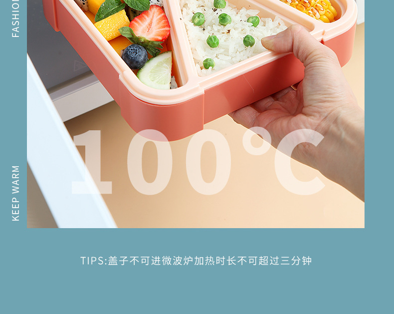 INS风塑料饭盒食品级可微波 学生带饭午餐盒上班族食堂便当保鲜盒详情12