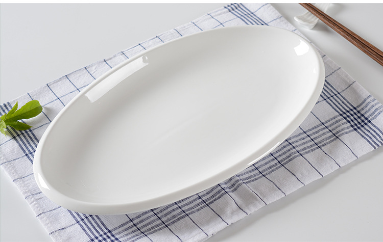 Pure white ceramic plates, fish plates, oval plates, steamed fish plates, large fish plates, vegetable plates, deep fish plates, grilled fish plates, hotel tableware pic 9