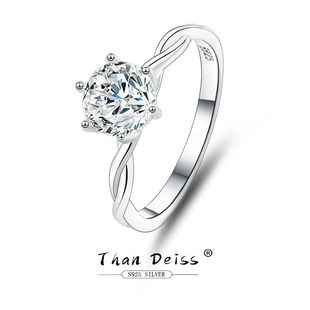 莫桑石戒指2克拉D色求婚钻戒批发欧美时尚S925银经典六爪气质戒指详情4