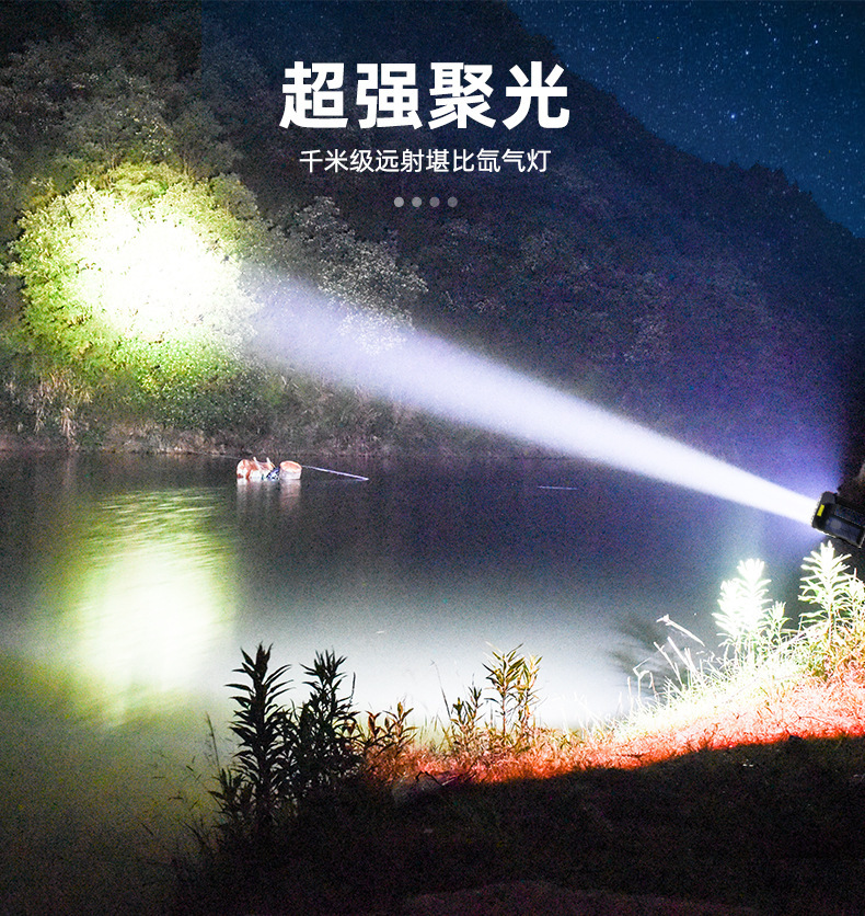 跨境8灯珠led多功能强光手电筒COB侧灯户外便携家用USB充电手电筒 pic 6