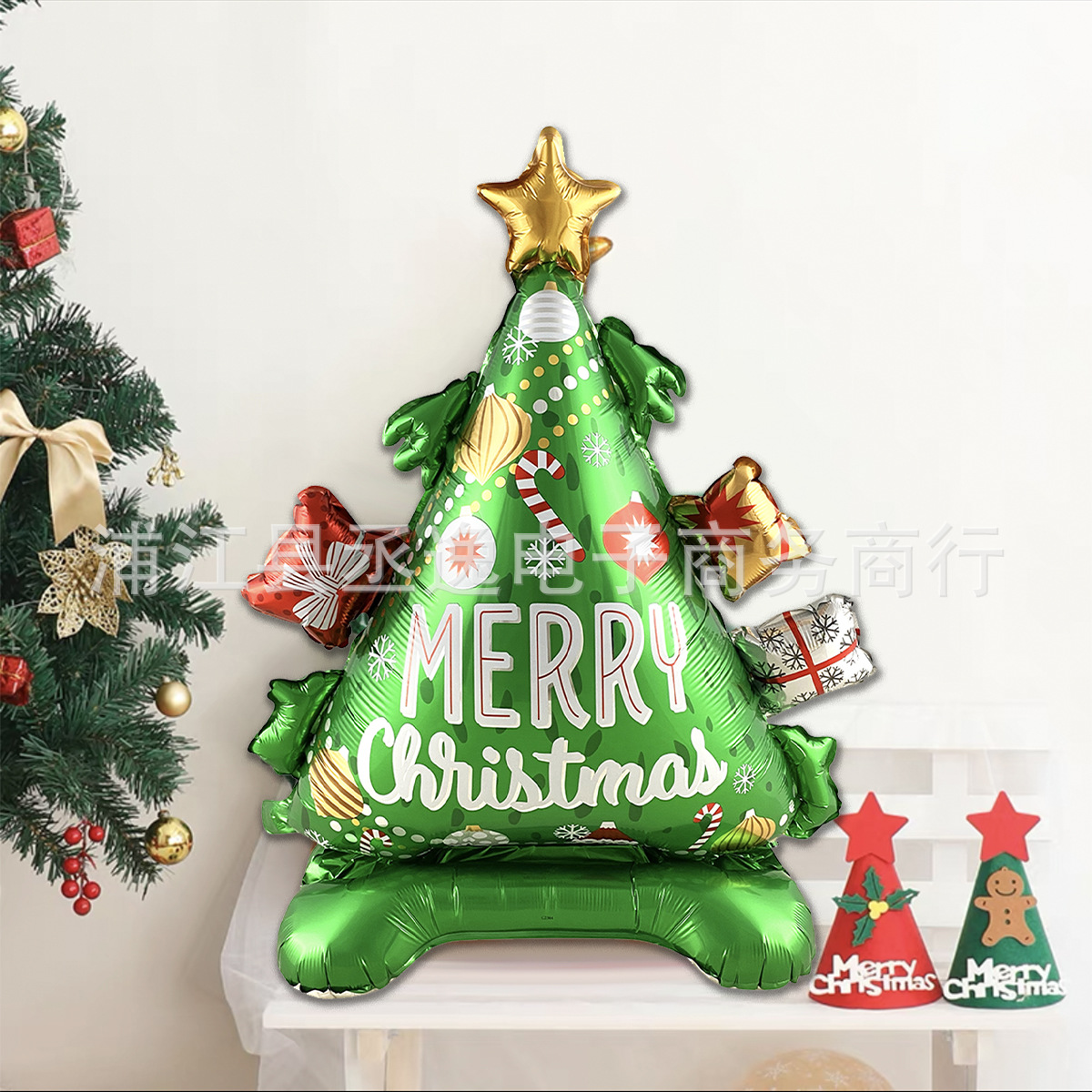 New cross-border Christmas tree, Santa Claus, reindeer small base, aluminum film balloon, Christmas party decoration and arrangement pic 4