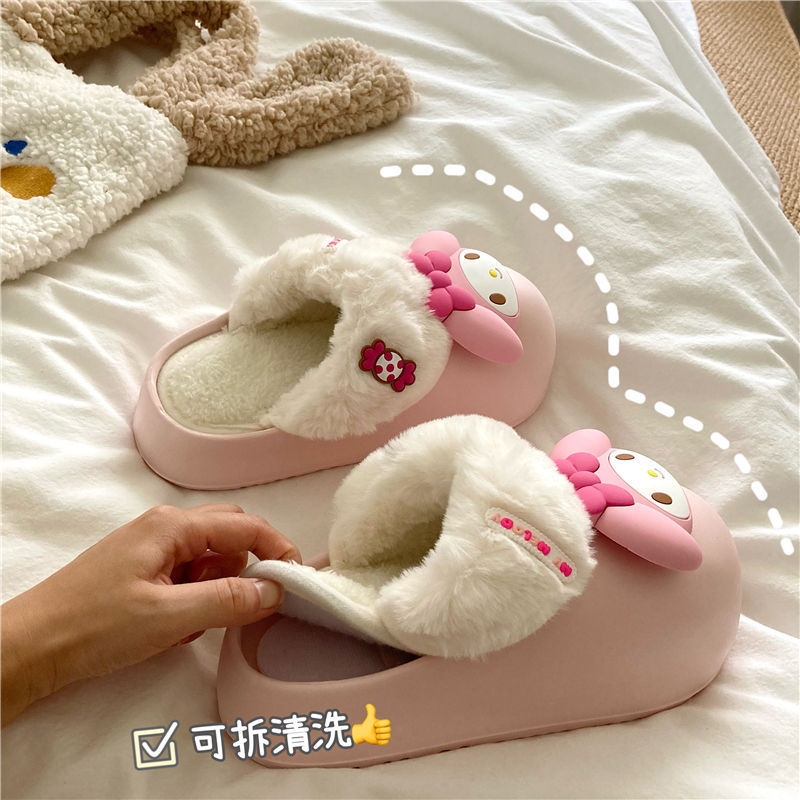 新款棉拖鞋女冬季保暖防水耐脏室内居家居可拆卸卡通可爱毛绒拖鞋详情4