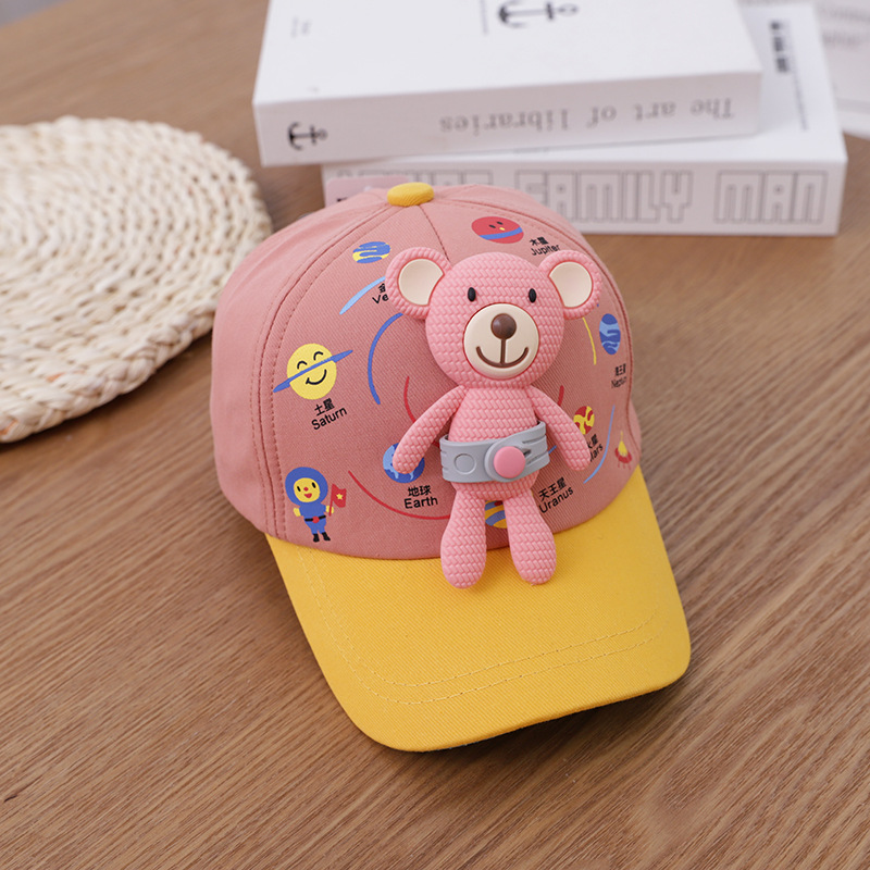 Korea cute bear kids baseball cap primavera nuevo estilo desmontable oso bebé sombra dutch tong cap wholesale tide pic 13