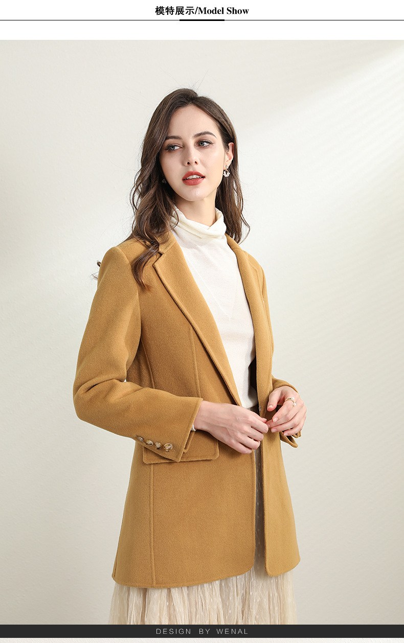 OL style workwear for ladies, waist-cinching and slimming woolen small suit, one-button double-sided woolen suit jacket, European and American style overcoat pic 6