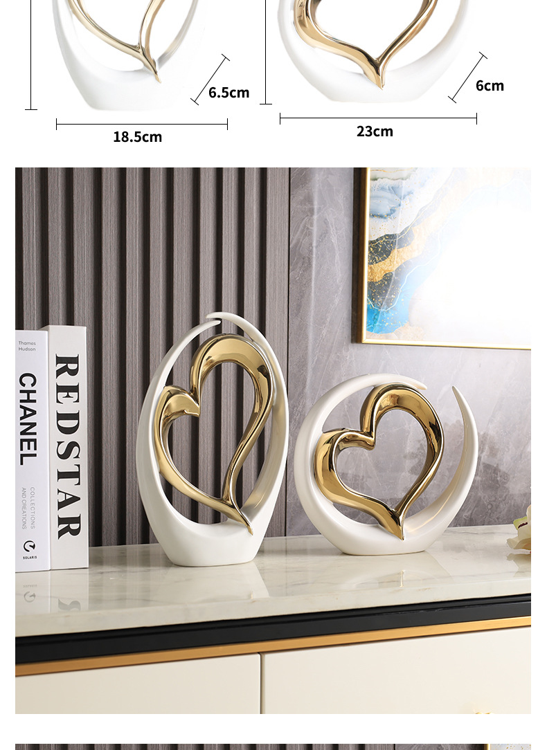 2025 New high-end heart-shaped creative decorative items for home living rooms, entrance halls, wine cabinets, decorative ceramics, modern TV cabinets, craft decorations, new Chinese-style good items, home decorative items, artworks pic 12
