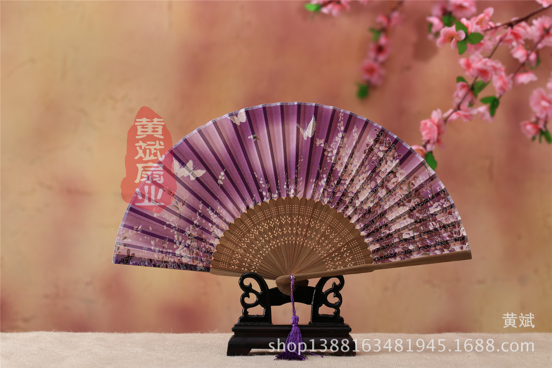 古风古典礼品真丝竹扇子日式和风扇樱花扇 折扇批发 舞蹈道具扇详情12