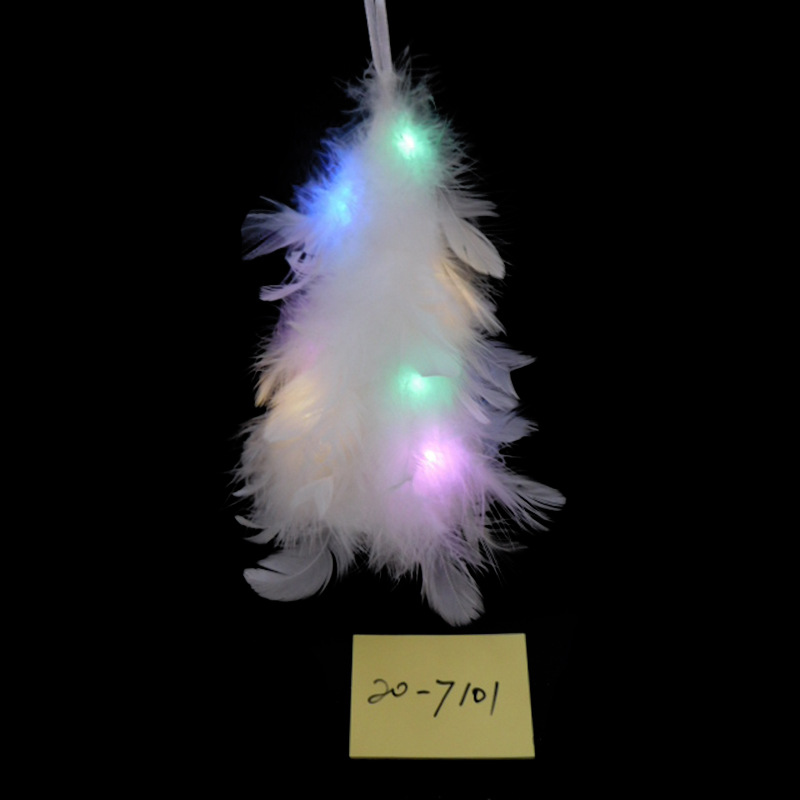 2023 New style illuminated Christmas tree feather gold powder creative cute scene decoration and environmental arrangement pic 1