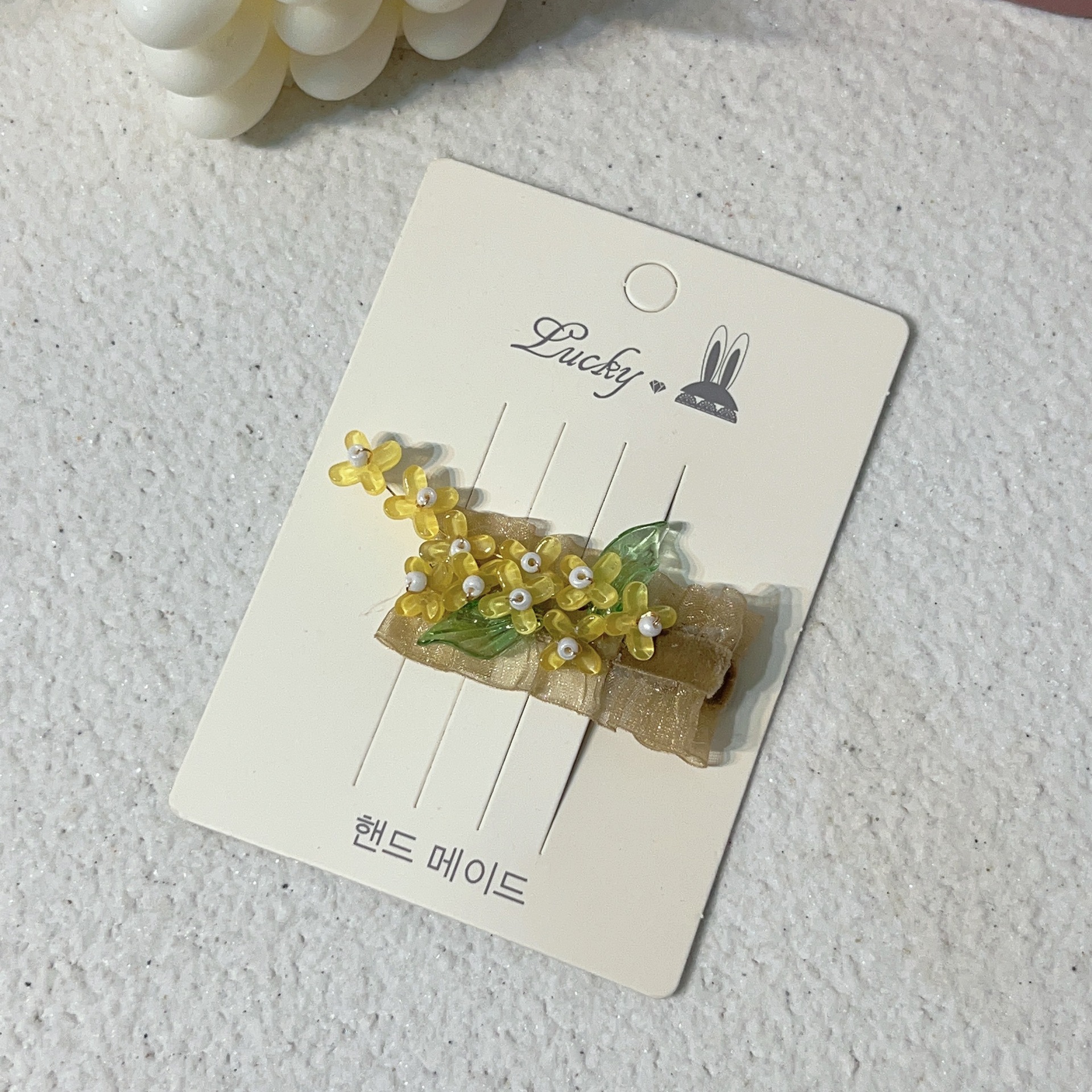 LT10144新款网纱边串珠绿叶小花清新发饰发夹详情3