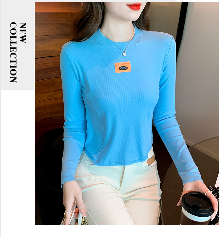 打底衫女内搭秋季2022年新款修身显瘦短款上衣洋气长袖打底小衫潮详情17
