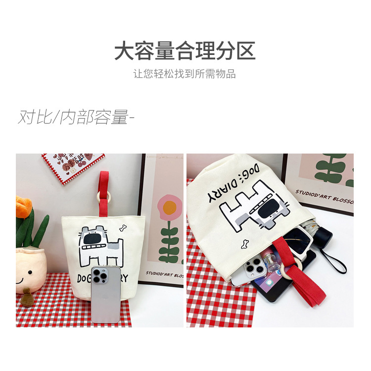 上班族便携妈咪帆布包购物学生可爱水桶型手拎便当带饭盒手提包女详情6