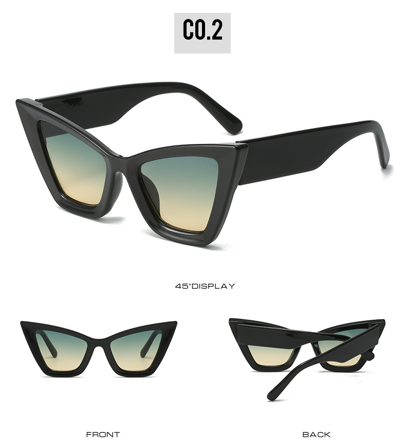 欧美女士猫眼太阳镜彩色花纹修饰脸型潮流墨镜街拍派对眼镜M459详情8