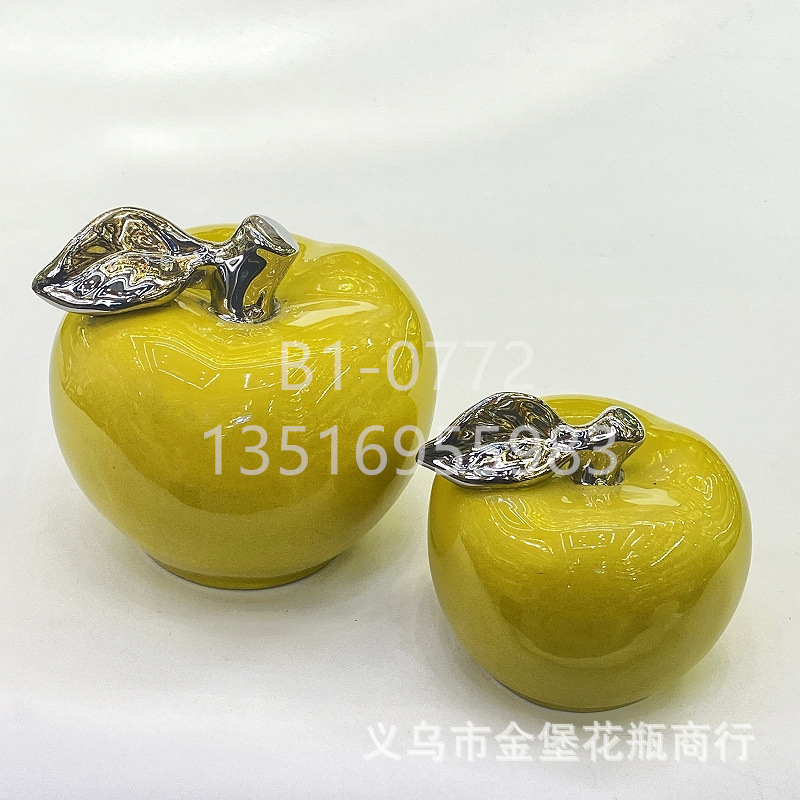 Apple gift ornaments, colored glaze ceramic fruit, red and white apple craft display set, pear decoration, office and home accessories, factory wholesale pic 13
