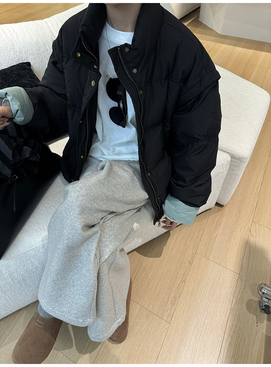 Lino Korean-style casual color-blocking white duck down jacket for women's 2024 winter new stand-up collar loose bread jacket jacket pic 23