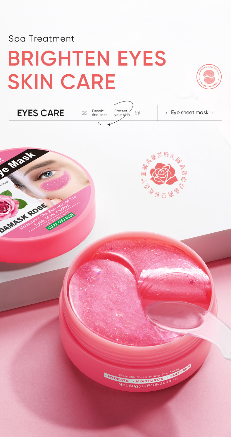 All-english starry sky eye mask box set SADOER Bamboo Charcoal rose Moisturizing and improving dark circles cross-border export wholesale pic 2