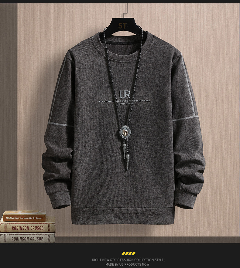 2022 Autumn/Winter new double-sided German fleece long-sleeved T-shirt for men, Korean-style trendy fleece hoodie, casual top for men pic 31