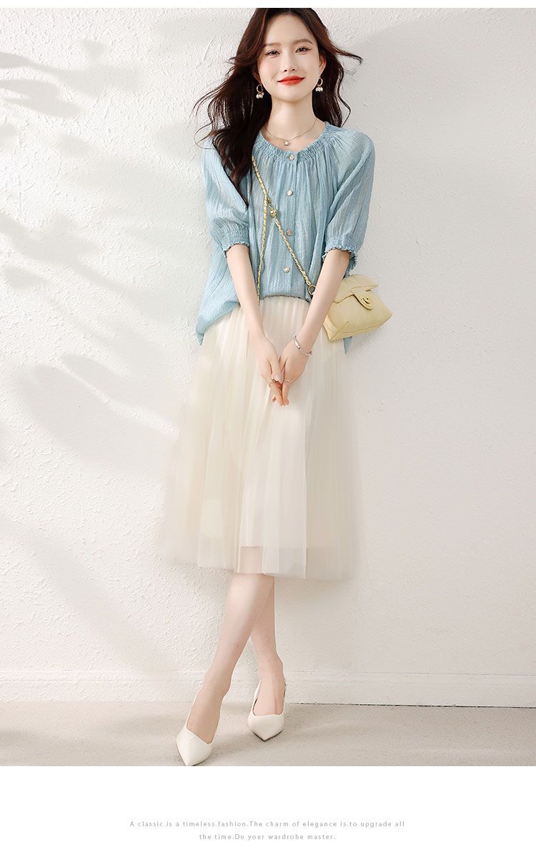 2023年夏季新款通勤气质空气感泡泡纱灯笼袖衬衣百搭女式衬衫韩版详情8