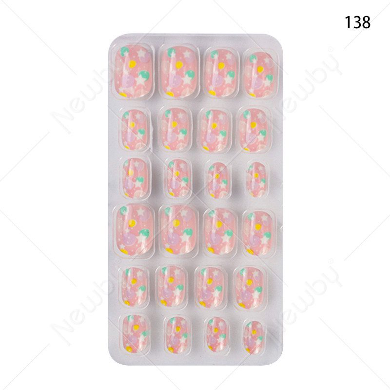 Finished nail sheets for children, 24 pieces of nail patches, cartoon Christmas fake nails, detachable nail stickers with adhesive backing pic 30