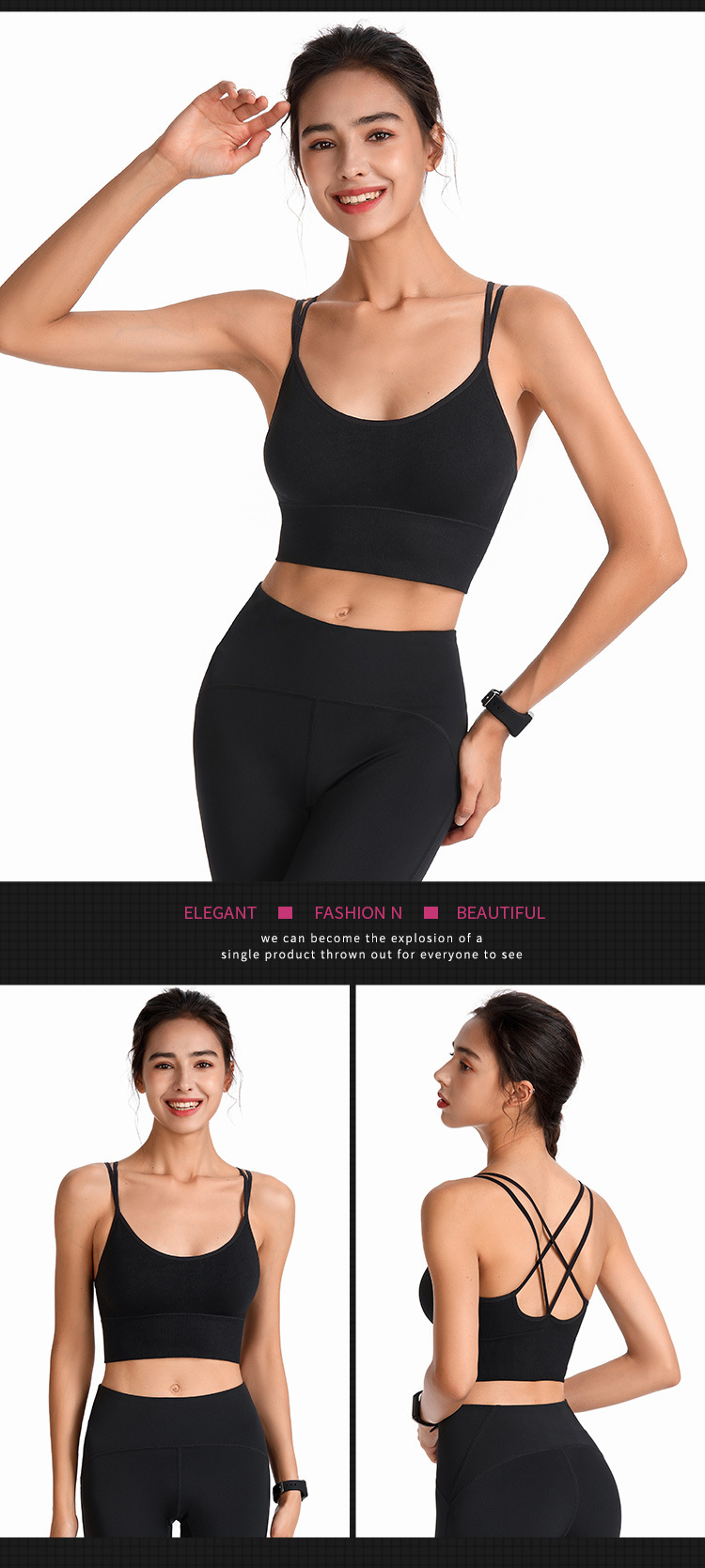 Thin-band cross-shaped yoga sports bra, quick-drying shock-absorbing running fitness sports underwear, European and American large-sized bra pic 16