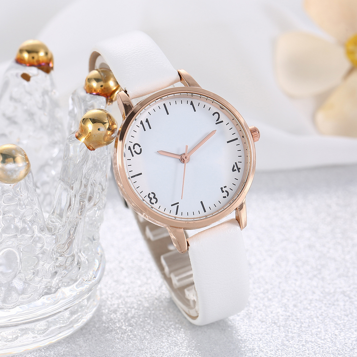 电商热卖女士百搭石英表时尚简约气质珍珠配链条女款腕表皮带学生详情6