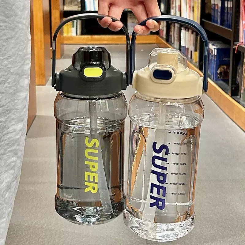 2-liter large-capacity sports water bottle, popular Instagram trendy straw cup with scale, portable and simple, leak-proof and shock-resistant water cup pic 25